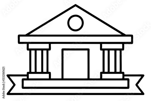 bank sign line art silhouette vector illustration