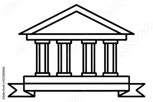 bank sign line art silhouette vector illustration
