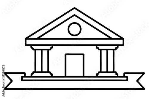 bank sign line art silhouette vector illustration