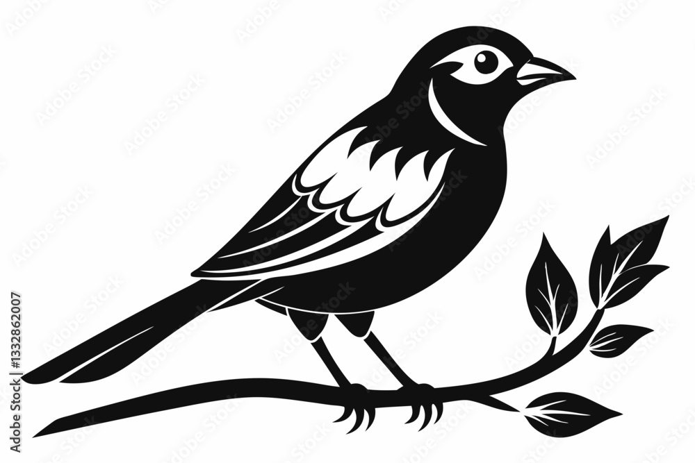 bird on a branch line art silhouette vector illustration bird on a branch line art silhouette vector illustration