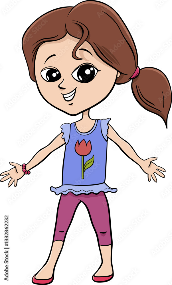 cute elementary age girl comic character