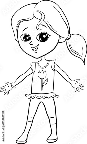 Obraz na płótnie cute elementary age girl comic character coloring page w salonie