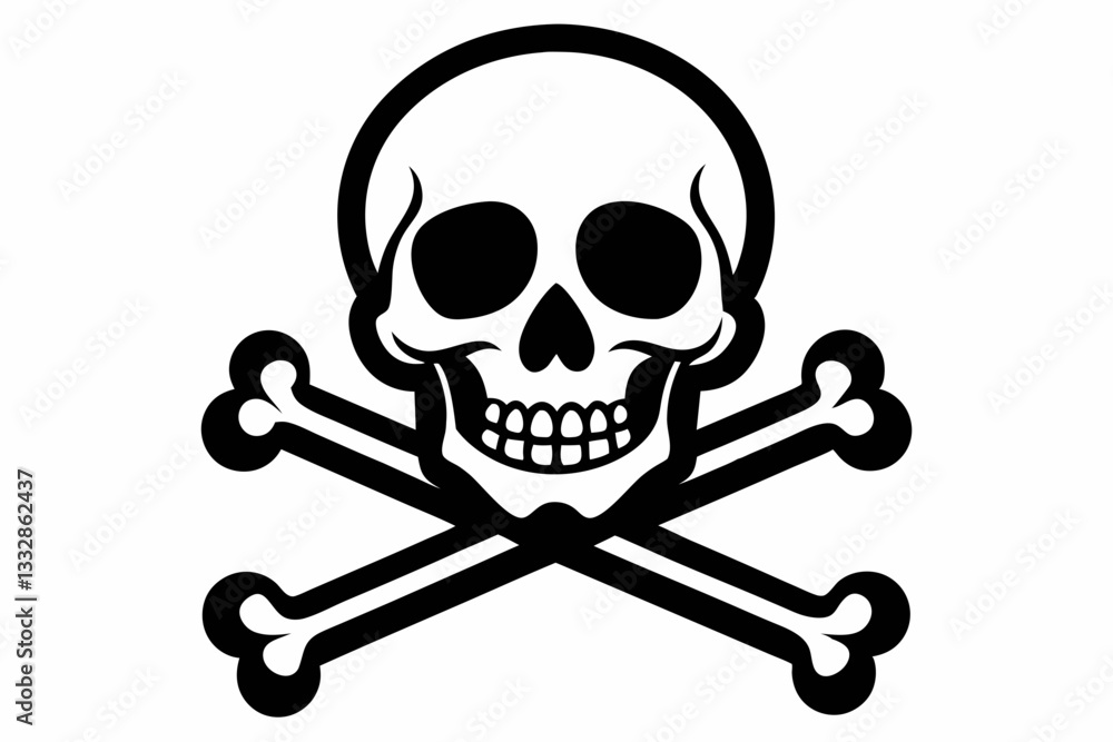 crossbones and skull death line art silhouette vector illustration crossbones and skull death line art silhouette vector illustration