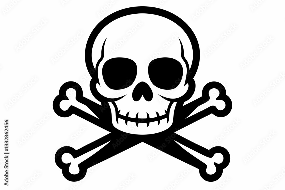 crossbones and skull death line art silhouette vector illustration crossbones and skull death line art silhouette vector illustration