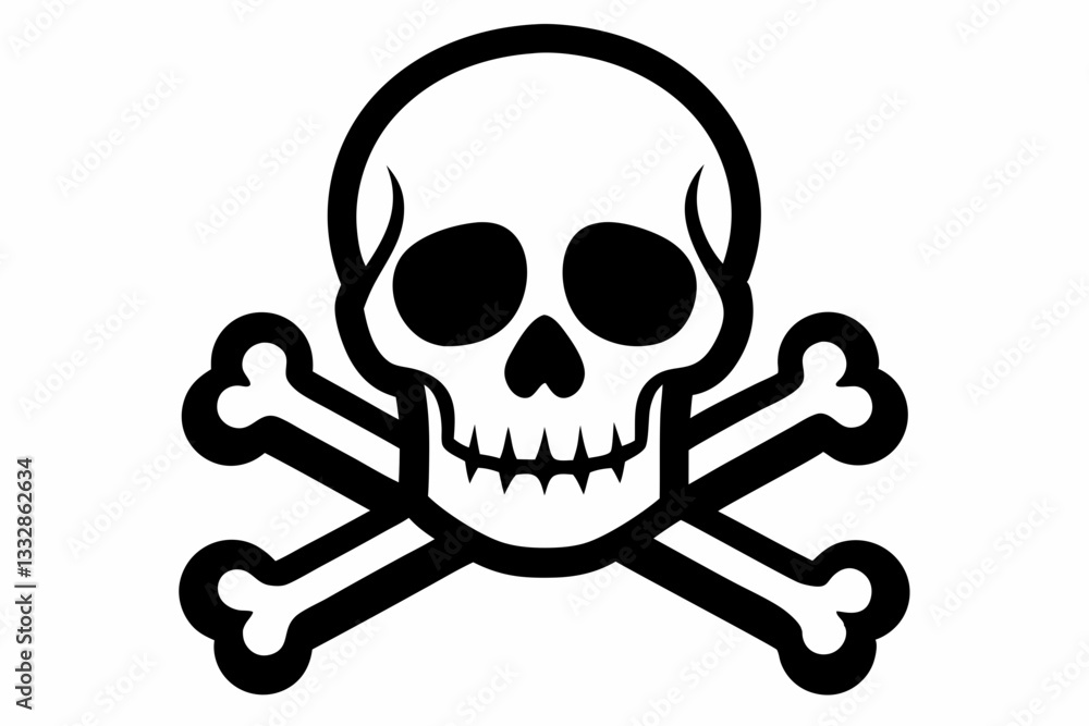 crossbones and skull death line art silhouette vector illustration