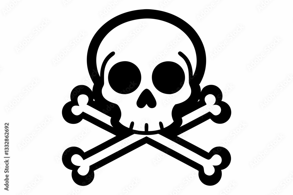 crossbones and skull death line art silhouette vector illustration crossbones and skull death line art silhouette vector illustration