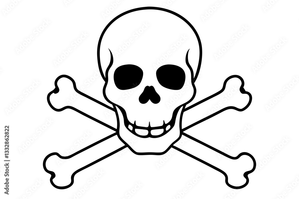 crossbones and skull death line art silhouette vector illustration crossbones and skull death line art silhouette vector illustration