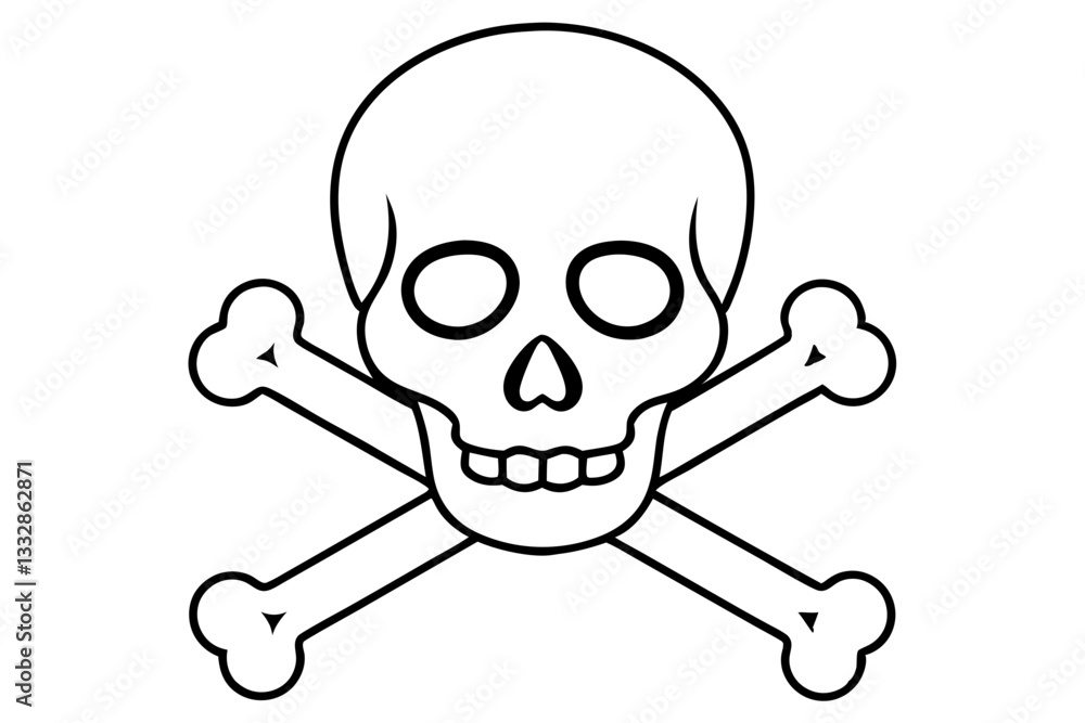 crossbones and skull death line art silhouette vector illustration crossbones and skull death line art silhouette vector illustration