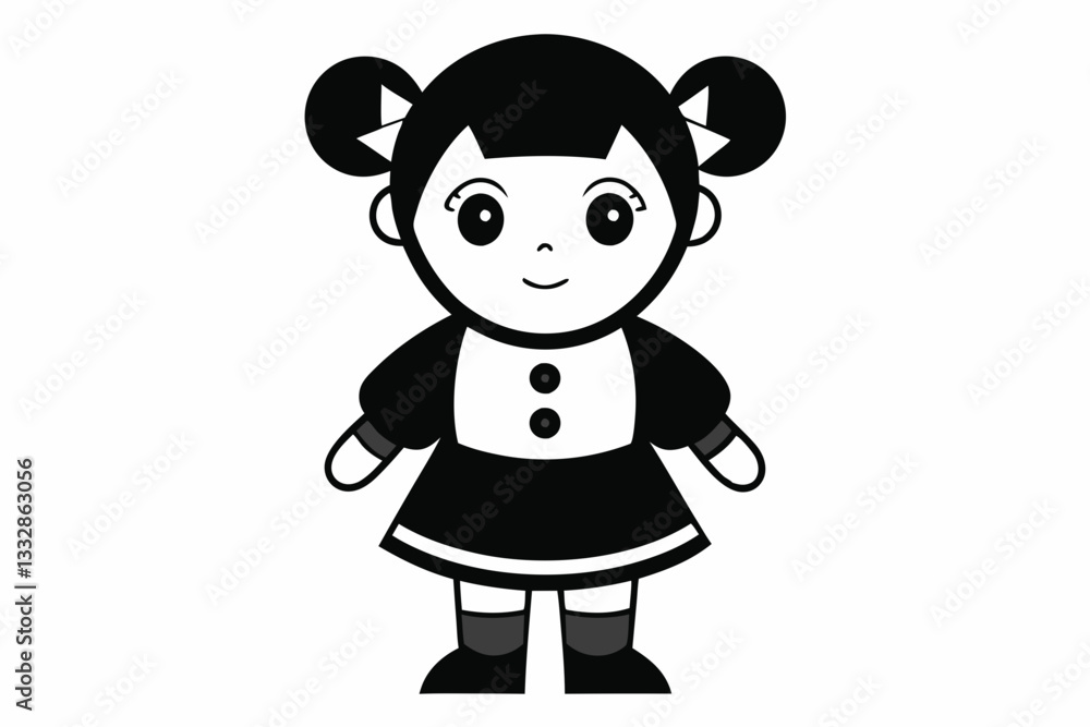 doll line art silhouette vector illustration doll line art silhouette vector illustration