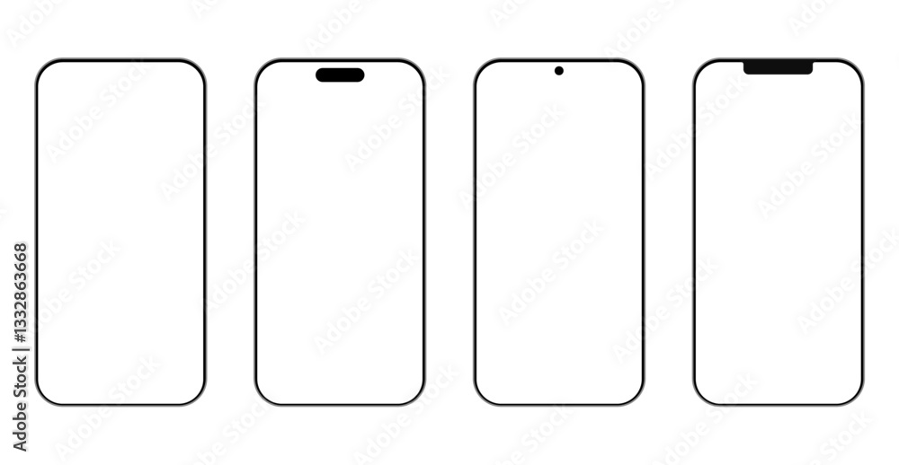 Smartphone mockup set with transparent screen isolated on transparent background, detailed mobile phone mockups, black models smartphone template front view, model 3D mobile phone. Smartphone mockup set with transparent screen isolated on transparent background, detailed mobile phone mockups, black models smartphone template front view, model 3D mobile phone.