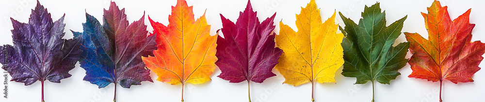 Vibrant Autumn Maple Leaves on White Background Vibrant Autumn Maple Leaves on White Background