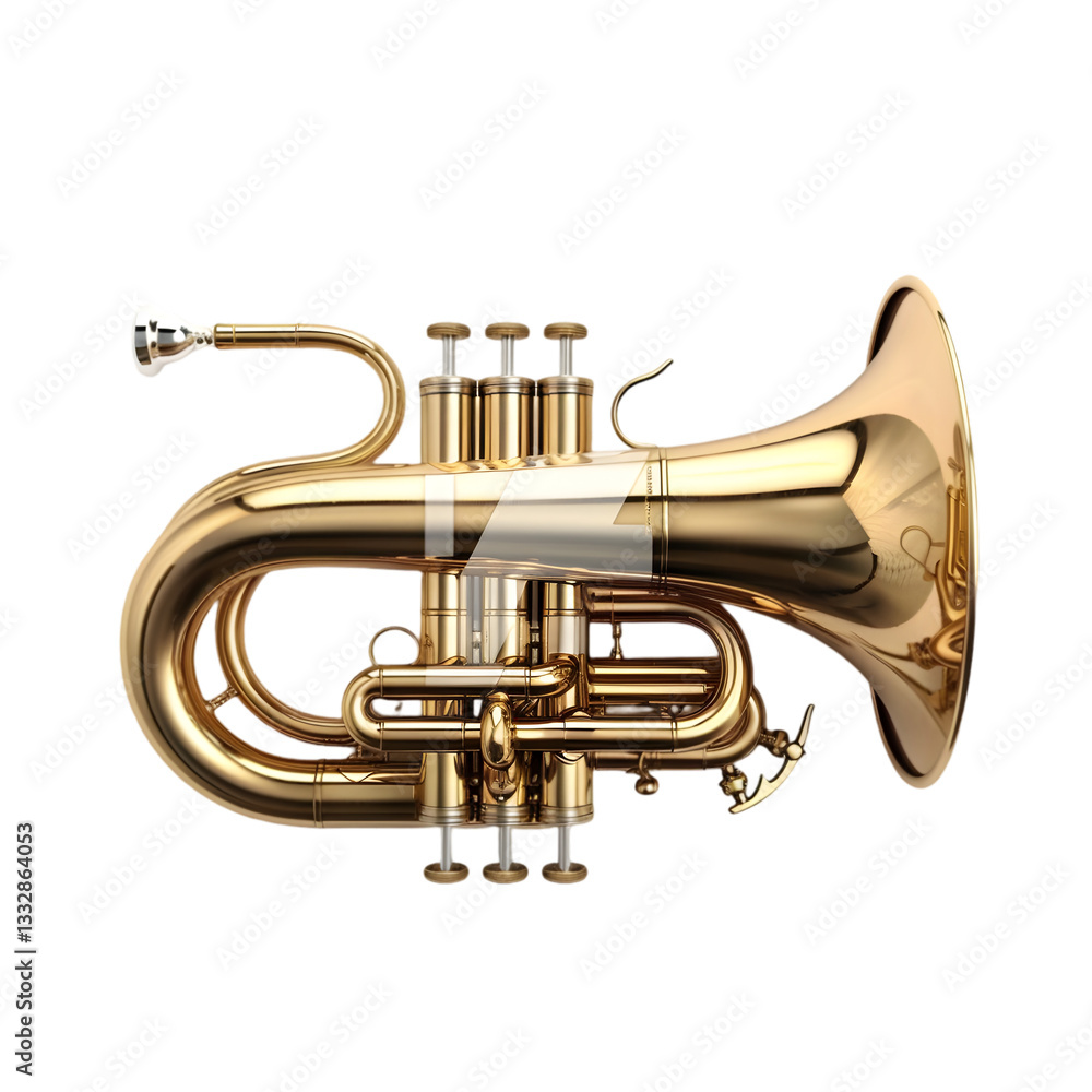 Fototapeta premium Pocket Trumpet for Golden Musical Instrument.