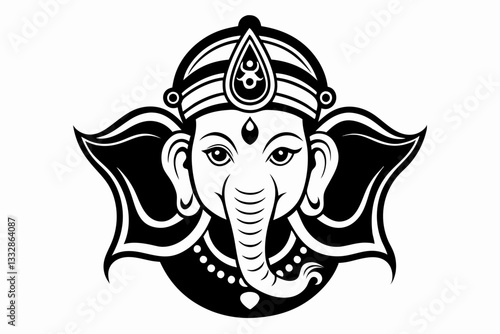 ganesh head line art silhouette vector illustration