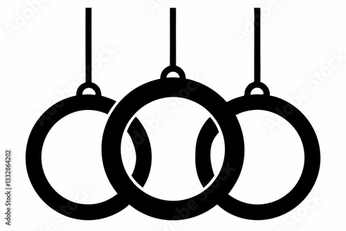 gymnastic rings line art silhouette vector illustration