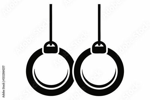 gymnastic rings line art silhouette vector illustration