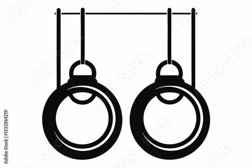 gymnastic rings line art silhouette vector illustration