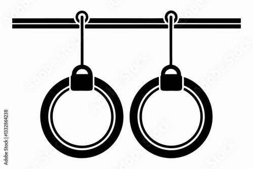 gymnastic rings line art silhouette vector illustration