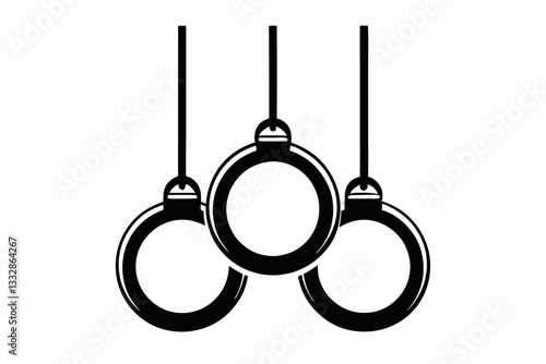 gymnastic rings line art silhouette vector illustration