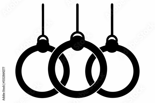 gymnastic rings line art silhouette vector illustration