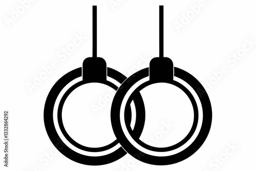 gymnastic rings line art silhouette vector illustration