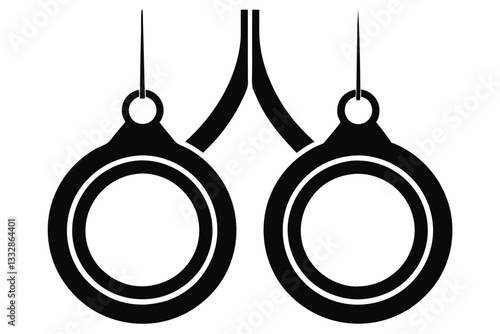 gymnastic rings line art silhouette vector illustration
