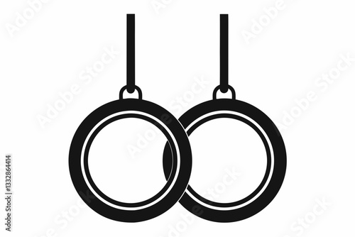 gymnastic rings line art silhouette vector illustration