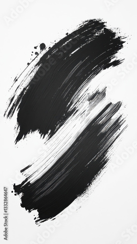 black strokes acrylic white and black different shapes convolutions brush strokes no color 