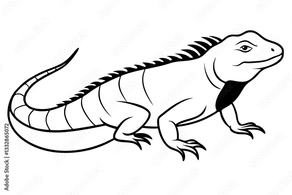 Fototapeta premium iguana line art silhouette vector illustration
