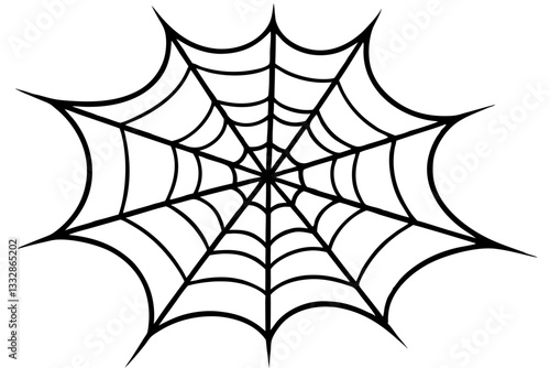 intricate web spun by a spider line art silhouette vector illustration