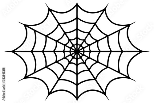 intricate web spun by a spider line art silhouette vector illustration