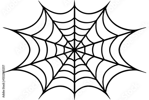 intricate web spun by a spider line art silhouette vector illustration