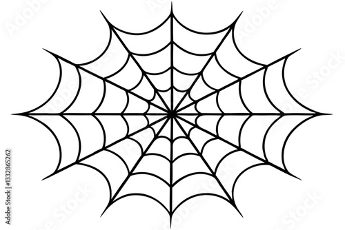 intricate web spun by a spider line art silhouette vector illustration