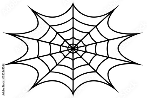 intricate web spun by a spider line art silhouette vector illustration