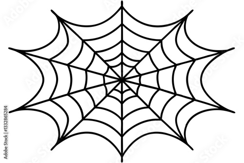 intricate web spun by a spider line art silhouette vector illustration