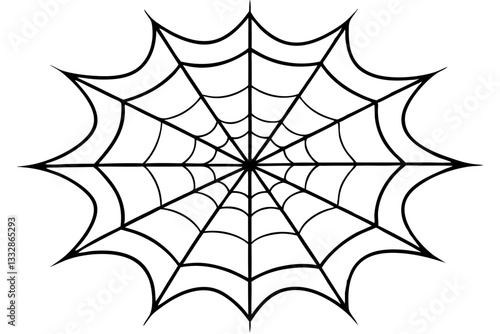 intricate web spun by a spider line art silhouette vector illustration