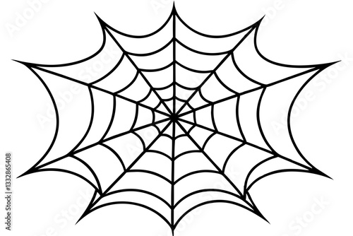 intricate web spun by a spider line art silhouette vector illustration