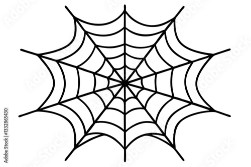 intricate web spun by a spider line art silhouette vector illustration