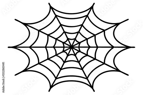 intricate web spun by a spider line art silhouette vector illustration