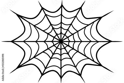 intricate web spun by a spider line art silhouette vector illustration