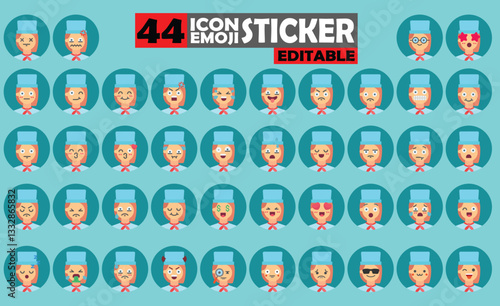 Collection of Editable Chef Emoji Stickers Expressing Various Emotions