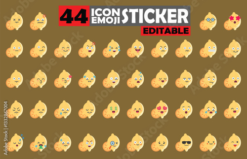 Collection of charming lemon emoji icons for diverse expressions and designs