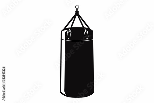 punching bag line art silhouette vector illustration