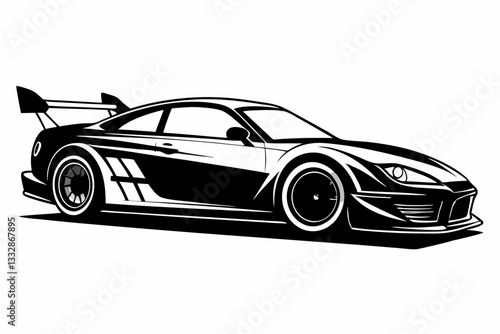 race car line art silhouette vector illustration