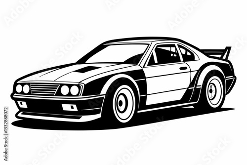 race car line art silhouette vector illustration