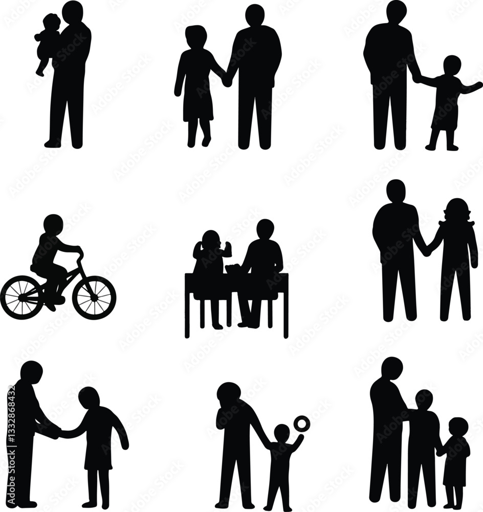 Happy Dad Day icon illustration in vector silhouette Happy Dad Day icon illustration in vector silhouette
