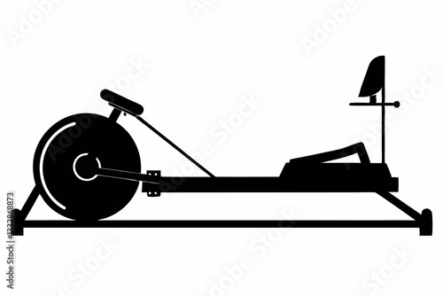  rowing machine line art silhouette vector illustration