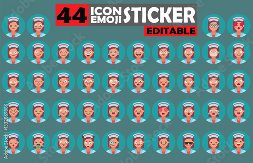 Nurse Emoji Icon Sticker Set for Health Communication and Digital Expression