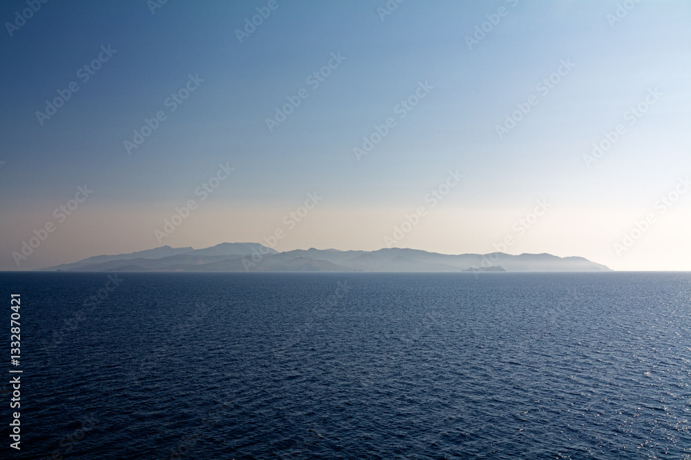 Silhouette of the north coast of Corsica, Corsica, France Silhouette of the north coast of Corsica, Corsica, France