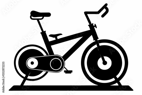 stationary bike line art silhouette vector illustration