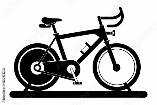 stationary bike line art silhouette vector illustration